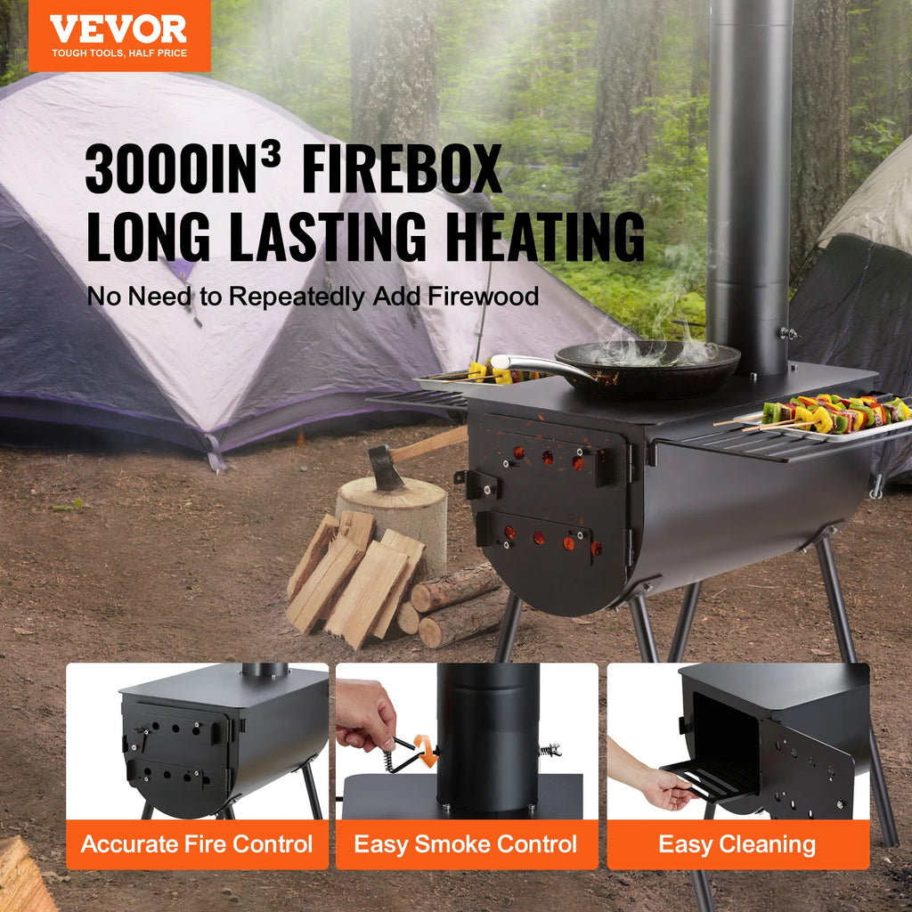 Wood Stove Steel Camping/Tent/Portable/Chimney