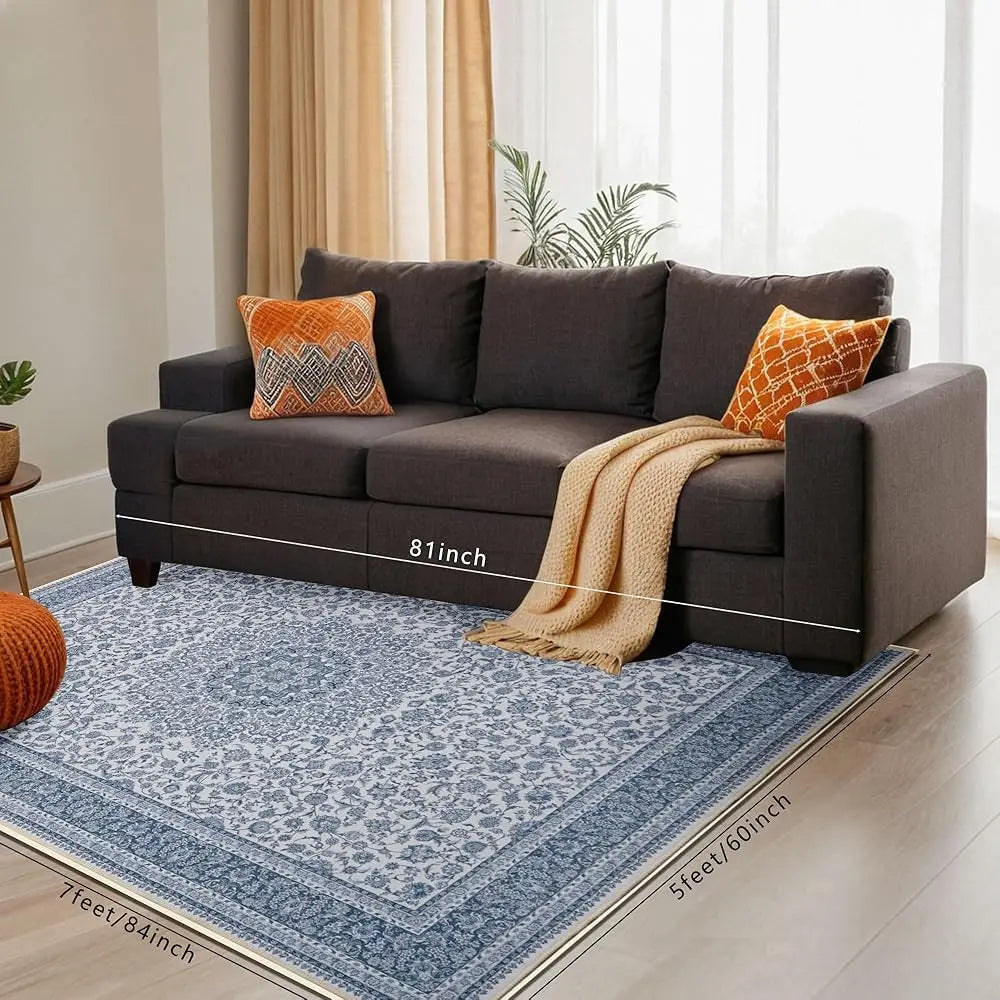 Floral Washable Area Rug 5X7