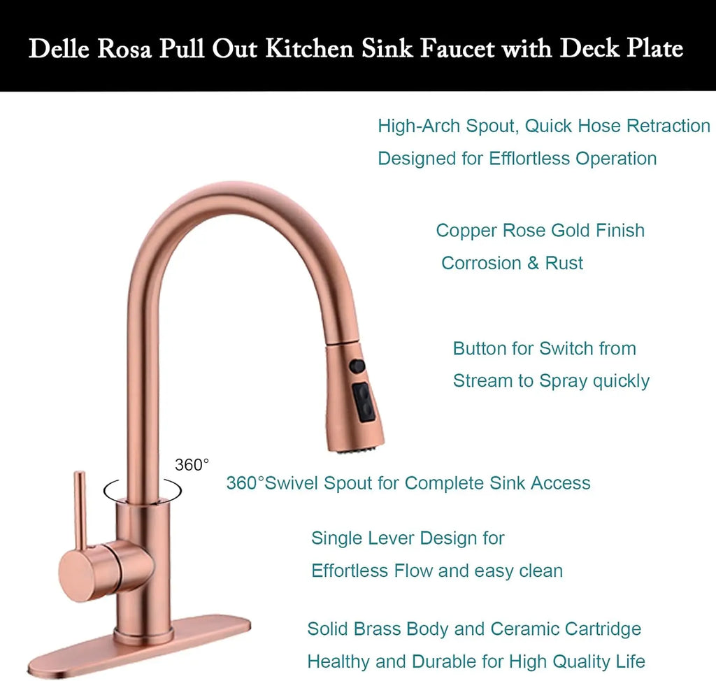 Rose Gold Faucet, 304 Stainless Steel