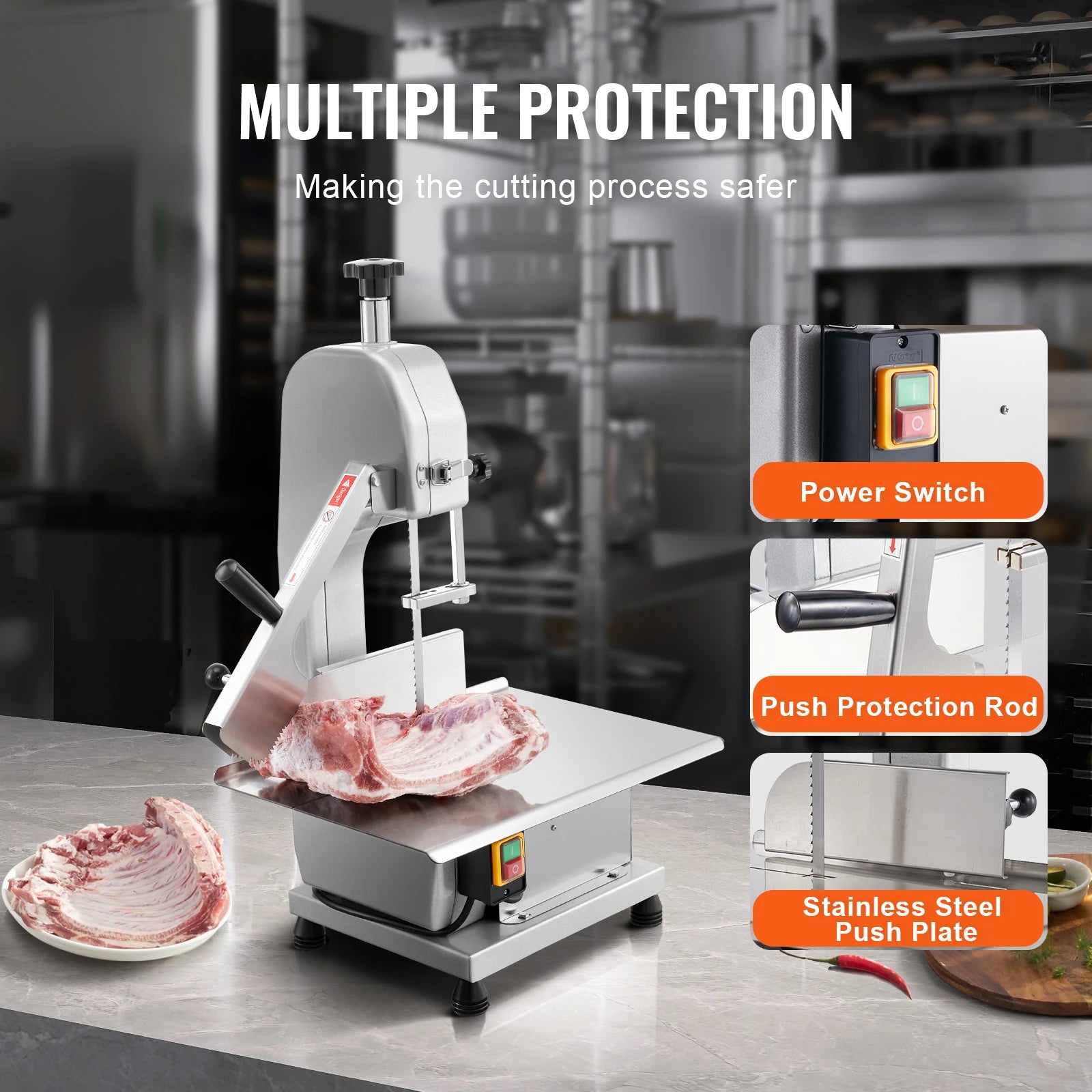650W 1100W 1800W Commercial Electric Meat Bandsaw Stainless