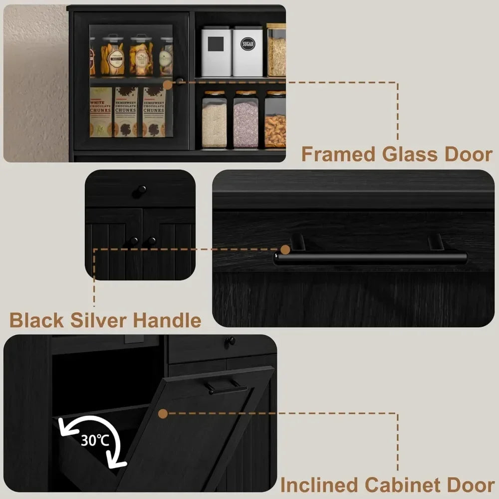 Kitchen Trash Cabinet, MW Shelf, Drawer