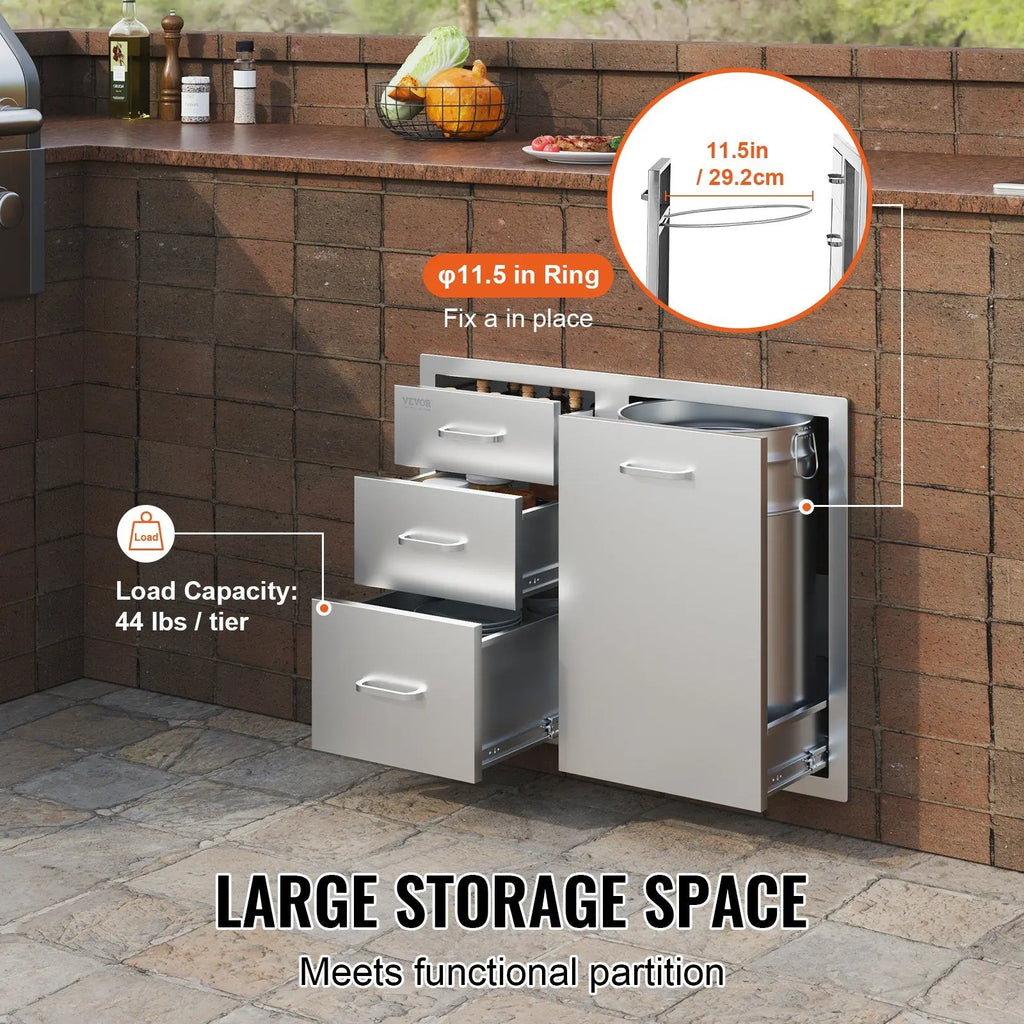 29.5x22.6x21.7" Outdoor Cabinet W/Tri-Drawers Access Propane Storage