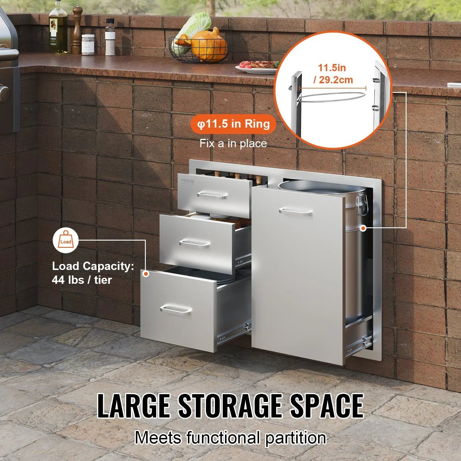 29.5x22.6x21.7" Outdoor Cabinet W/Tri-Drawers Access Propane Storage