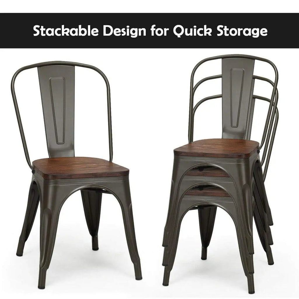 4 Industrial Vintage Stackable Metal