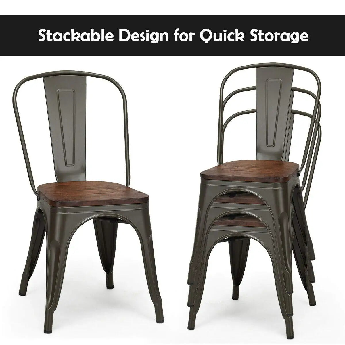 4 Industrial Vintage Stackable Metal