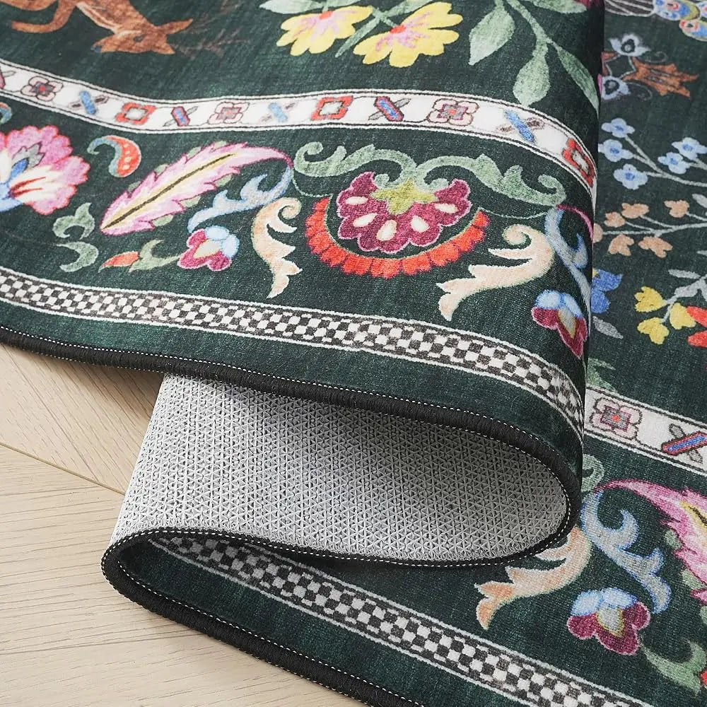 6x9 Washable Floral Low Pile