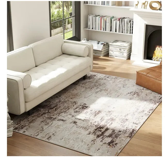 4x6 Washable Abstract Mixed-Brown