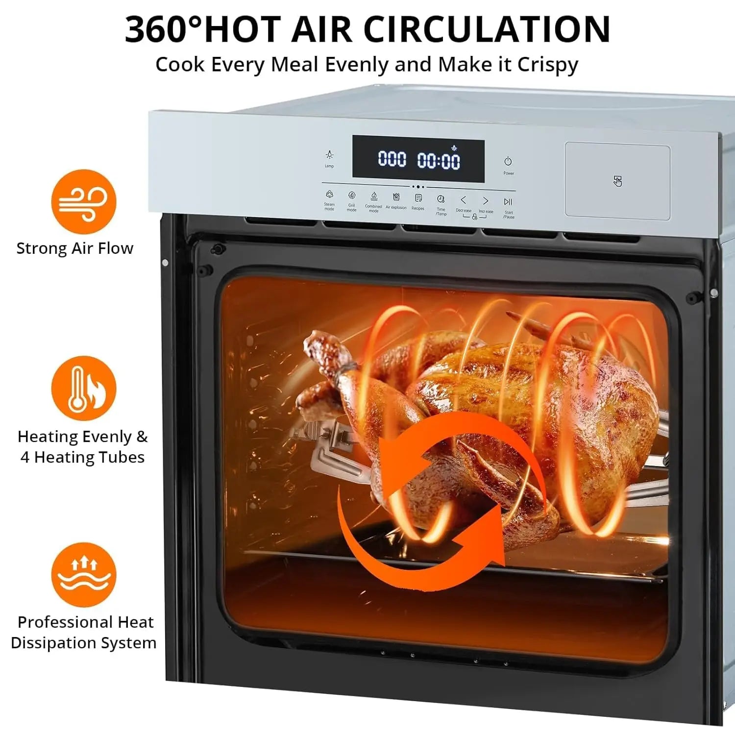 24' Single Wall Oven, 2.5 CF 10-Function Convection,