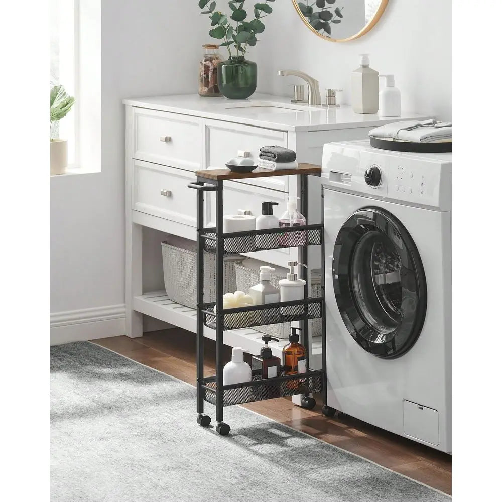 Slim Storage Cart, 4Tier Rolling Cart Tower