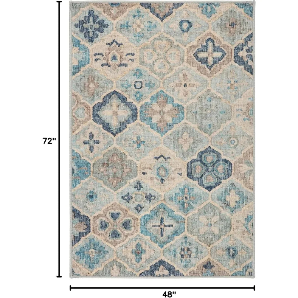Machine Washable Geometric Rug 4x6