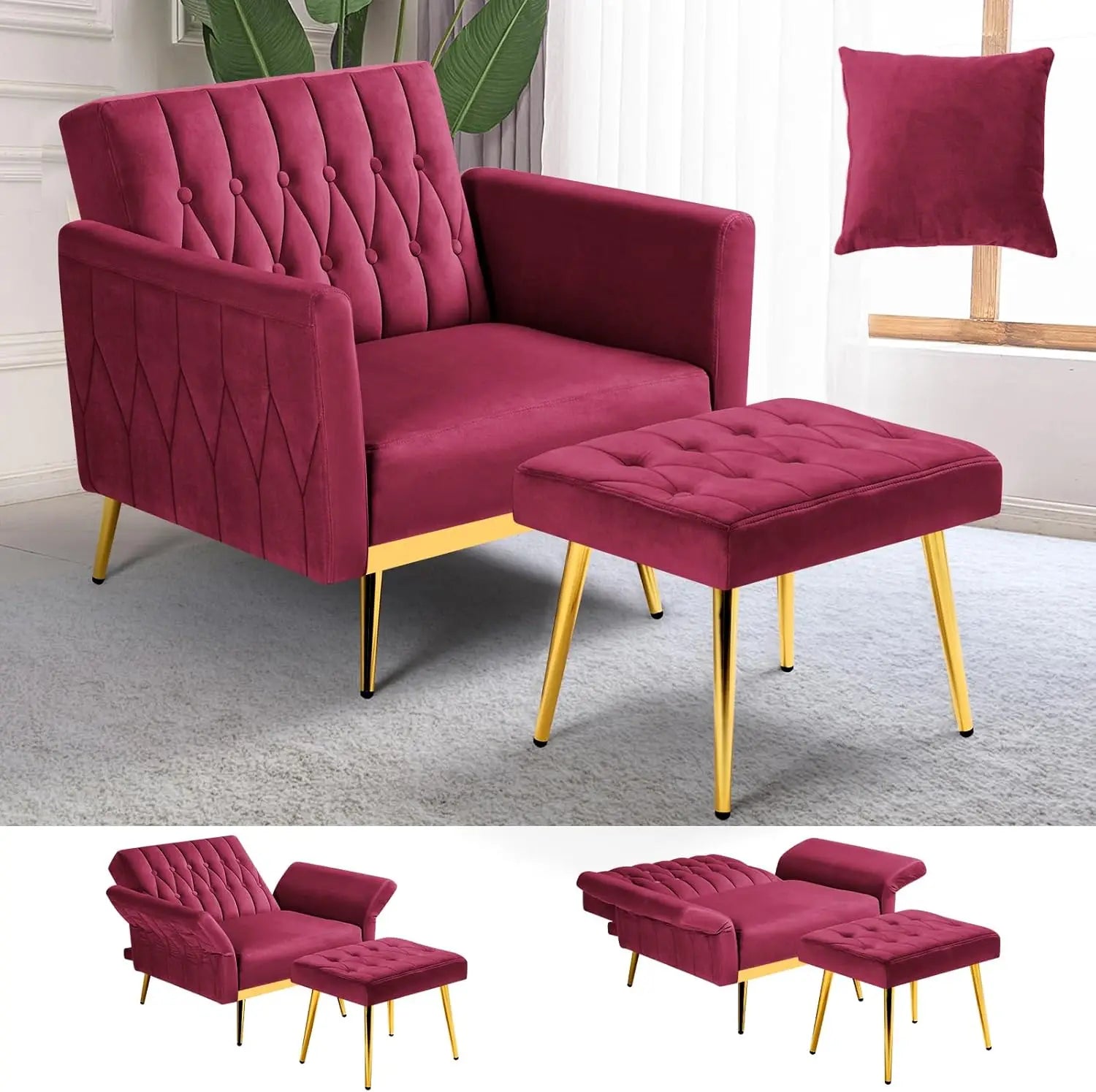 Upholstered Reclining Chair Adjustable Armrests