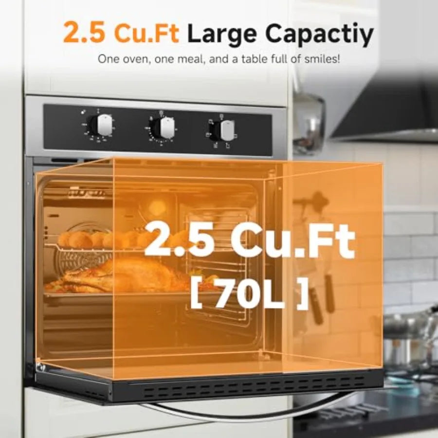 24" Electric Wall Oven 2200W 6 Cooking Modes Convection