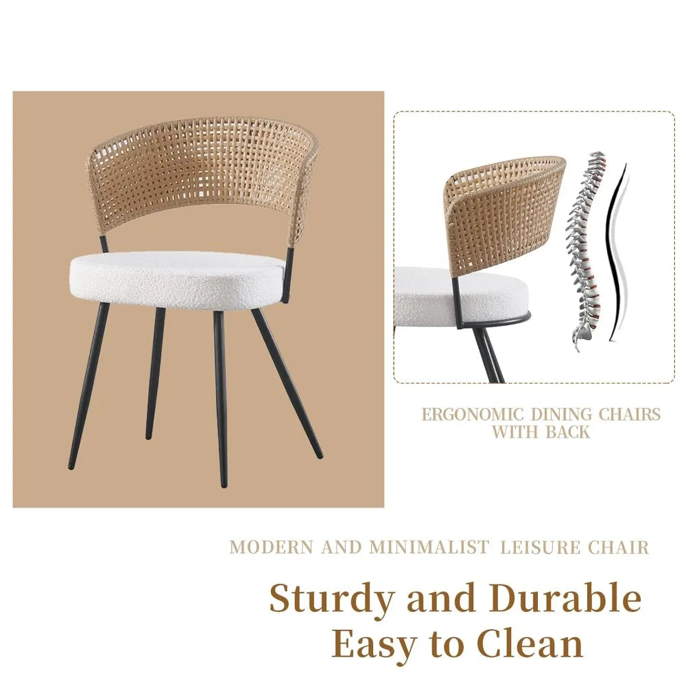 4 Rattan Metal Legs Upholstered