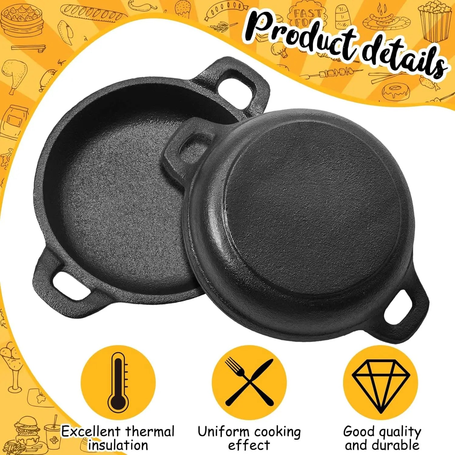 20 Pack Mini Cast Iron Skillets, 5x5 Inch Oven-Safe