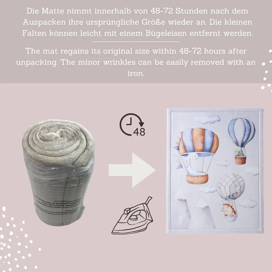 4'x5'6" Play Mat Dinosaur Balloons Memory Foam