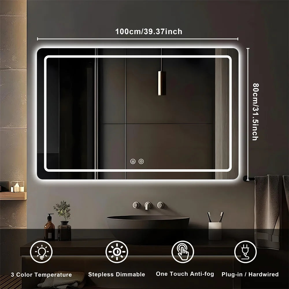 32x40 inch LED Bathroom Mirror Vanity