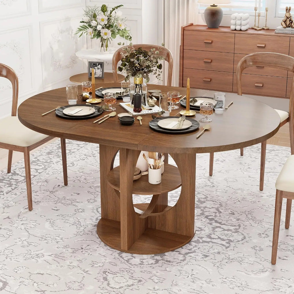 43-59 Extendable Round Wood Walnut