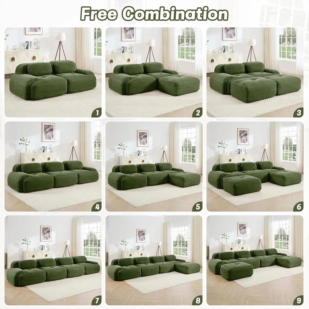 116" Modern Corduroy Cloud Sofa