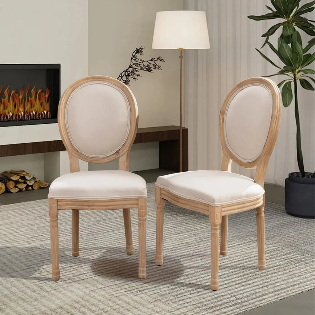 6 French Beige Farmhouse Round Back