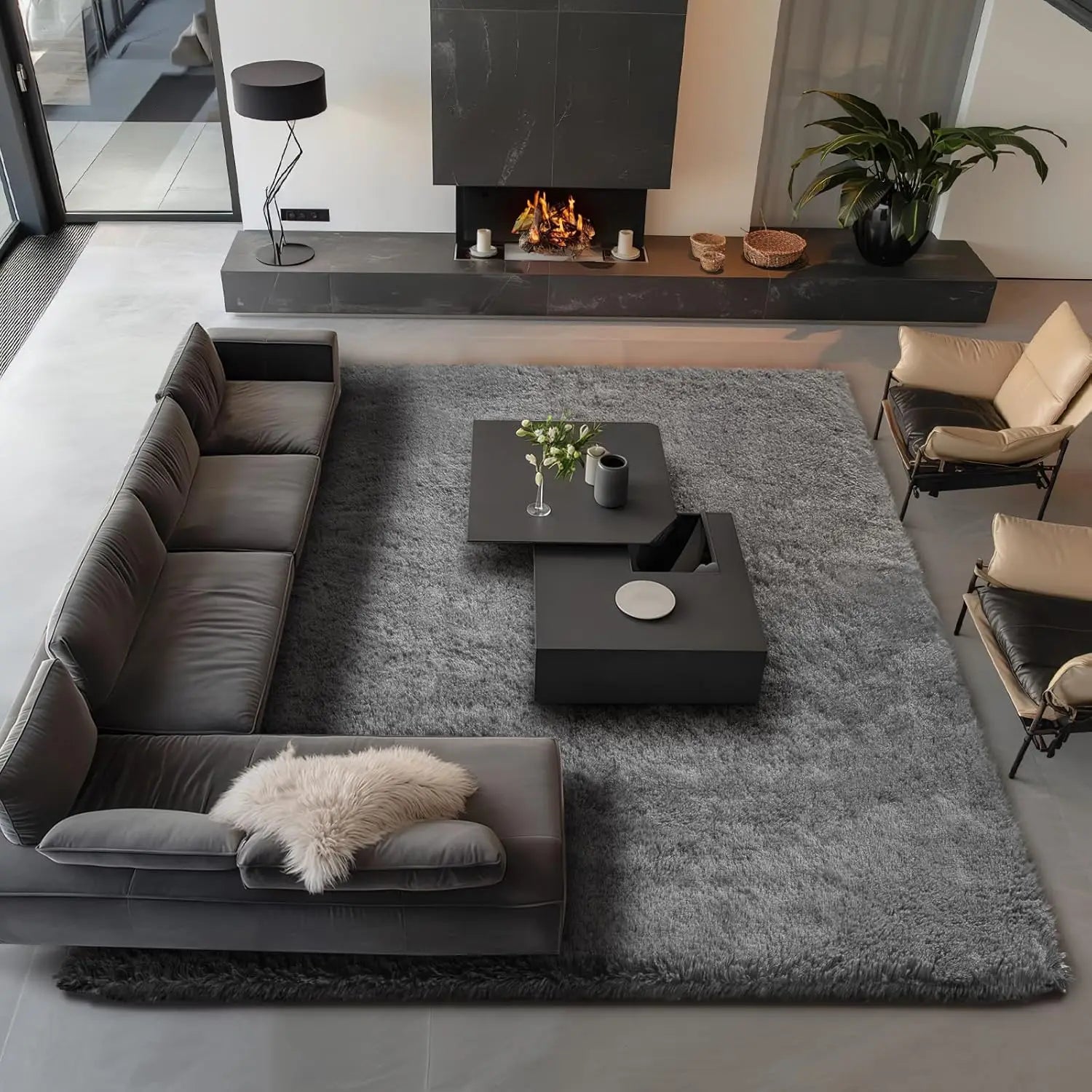 Plush Grey Shag Soft Thick Indoor