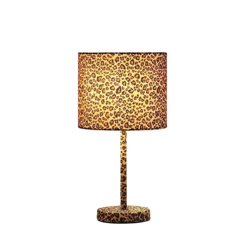 19.25" Faux Suede Leopard Print Lamp
