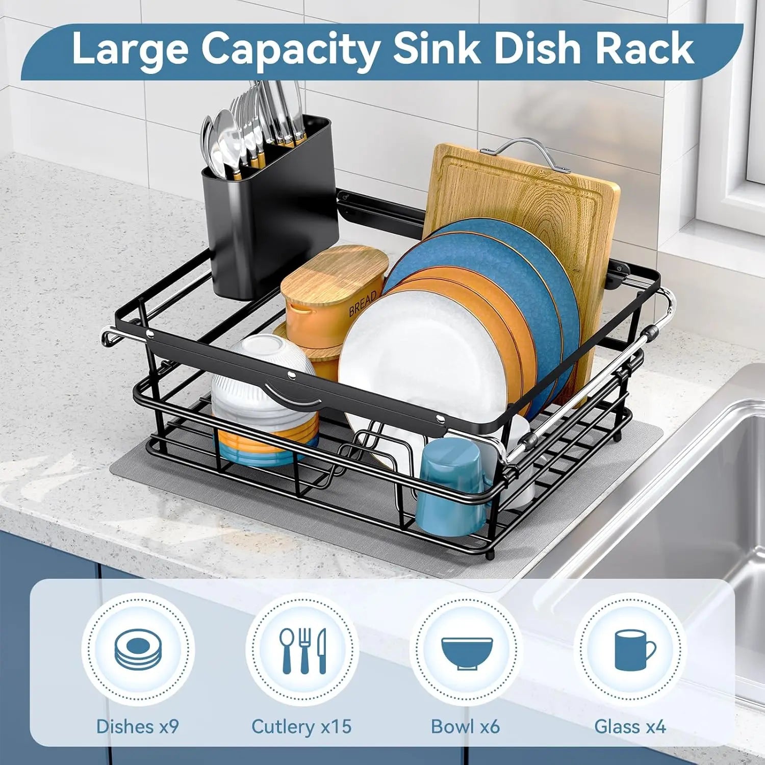 Over the Sink Dish Rack, Expandable In-Sink