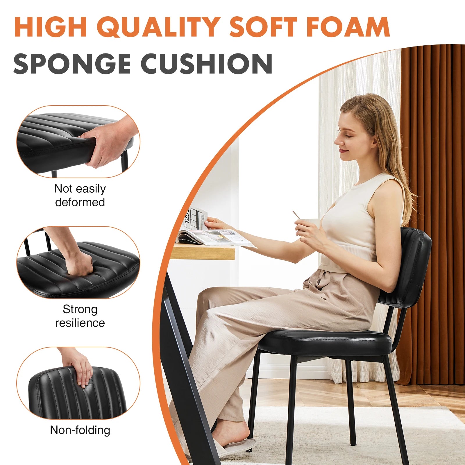2 Faux Leather Modern Ergonomic Lumbar Support
