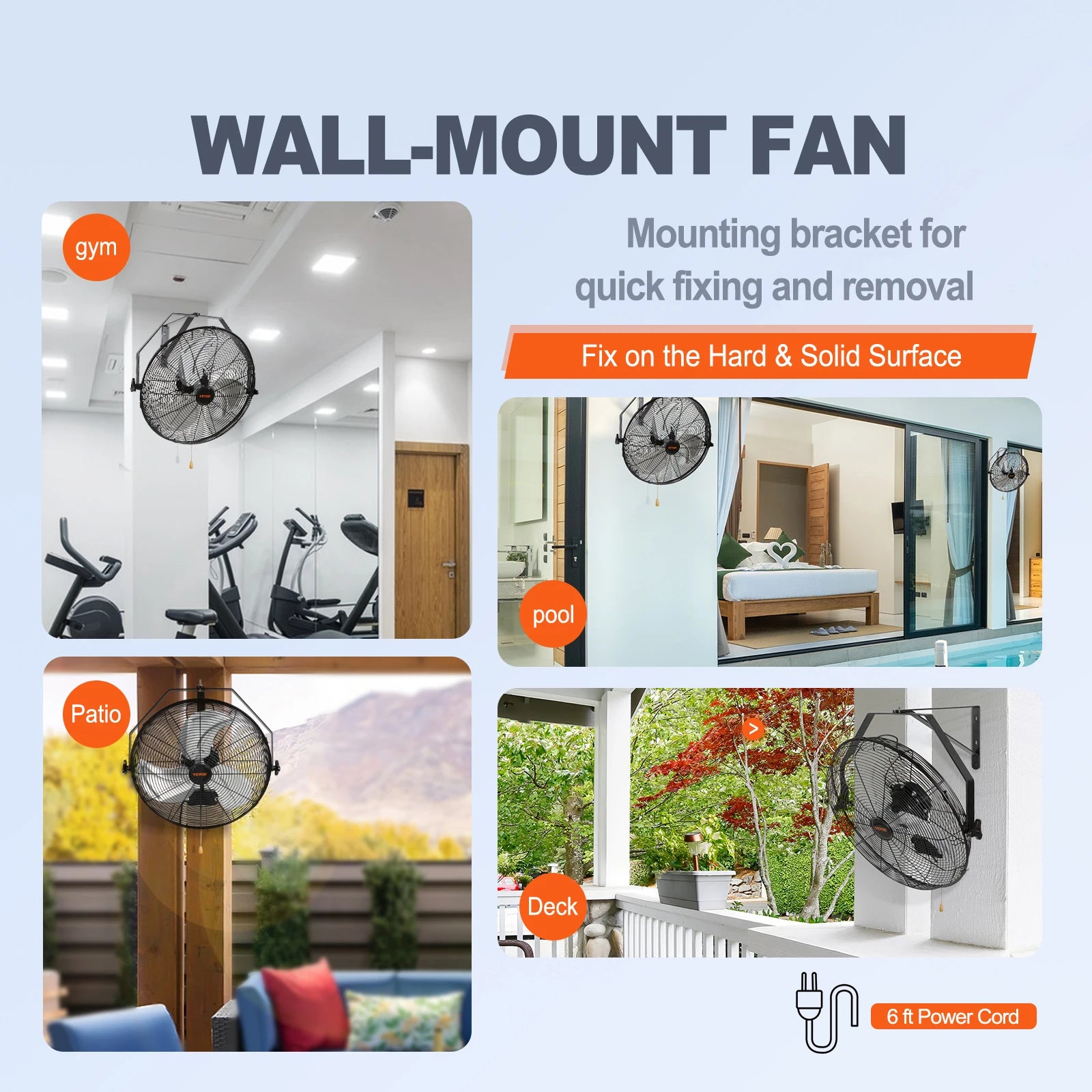 Wall Mount Fan High Velocity Waterproof Oscillating Industrial