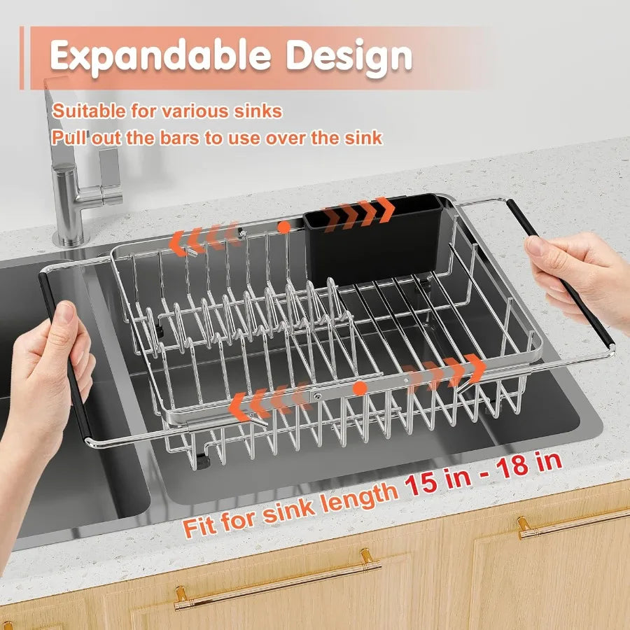 Dish Rack Sink Expandable Stainless Steel