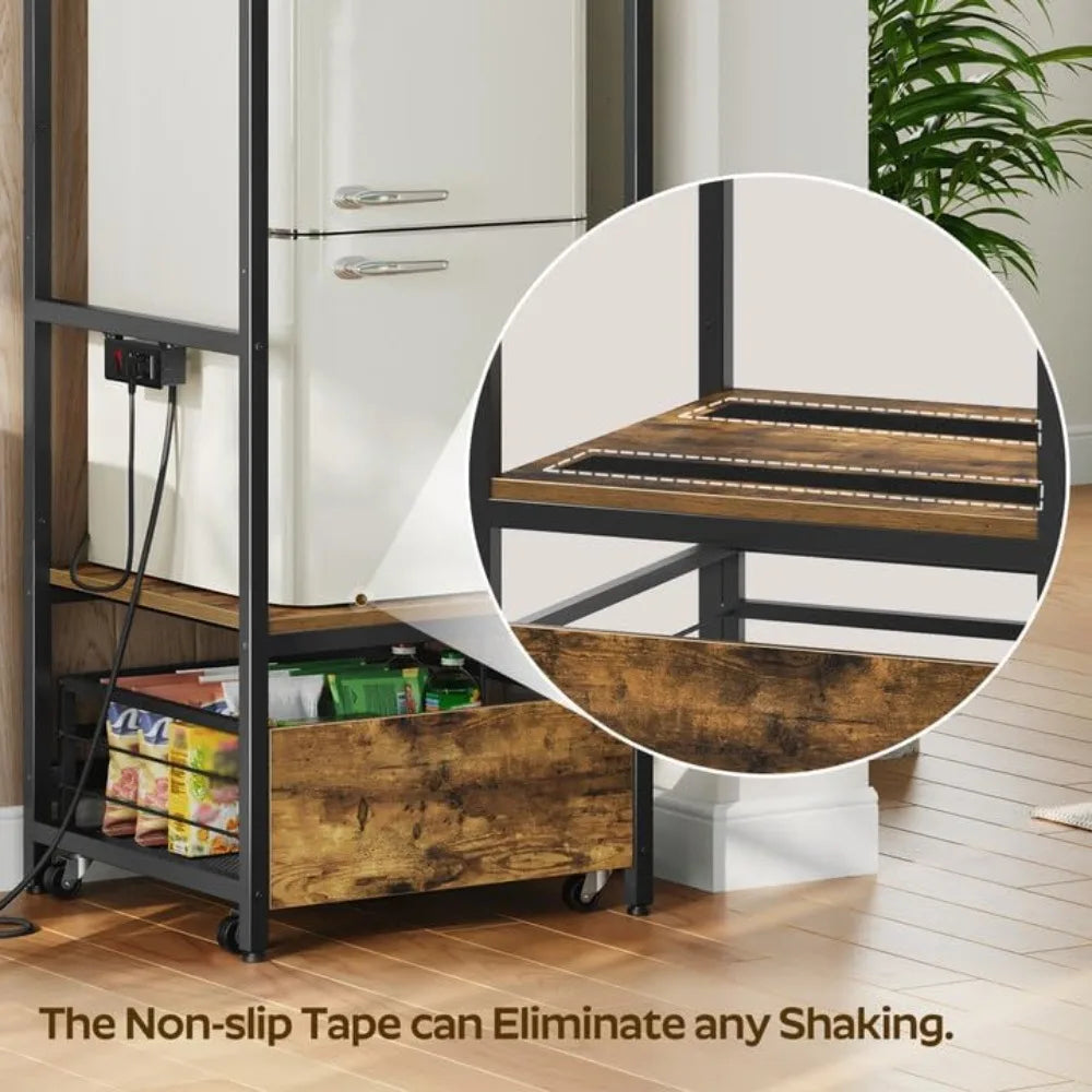 Mini-Fridge Stand W/Movable Drawer/MW Stand/Outlet