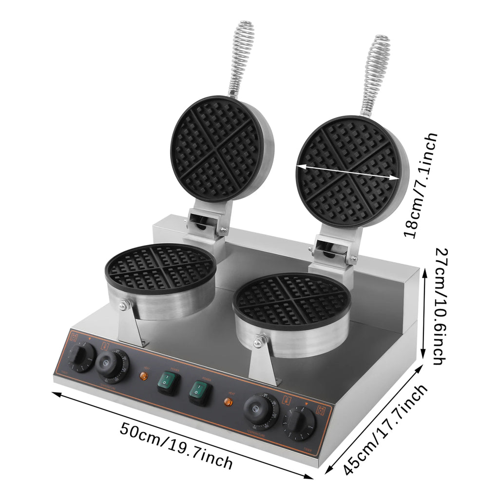 Electric Waffle Maker, Double-headed Stainless Adjustable (122-572°F)