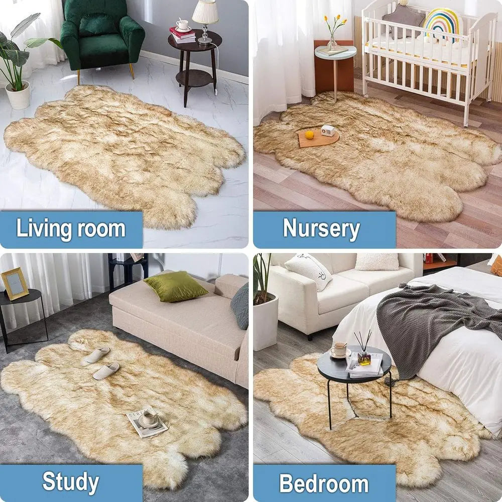 4x6 White Faux Sheepskin Soft Fluffy