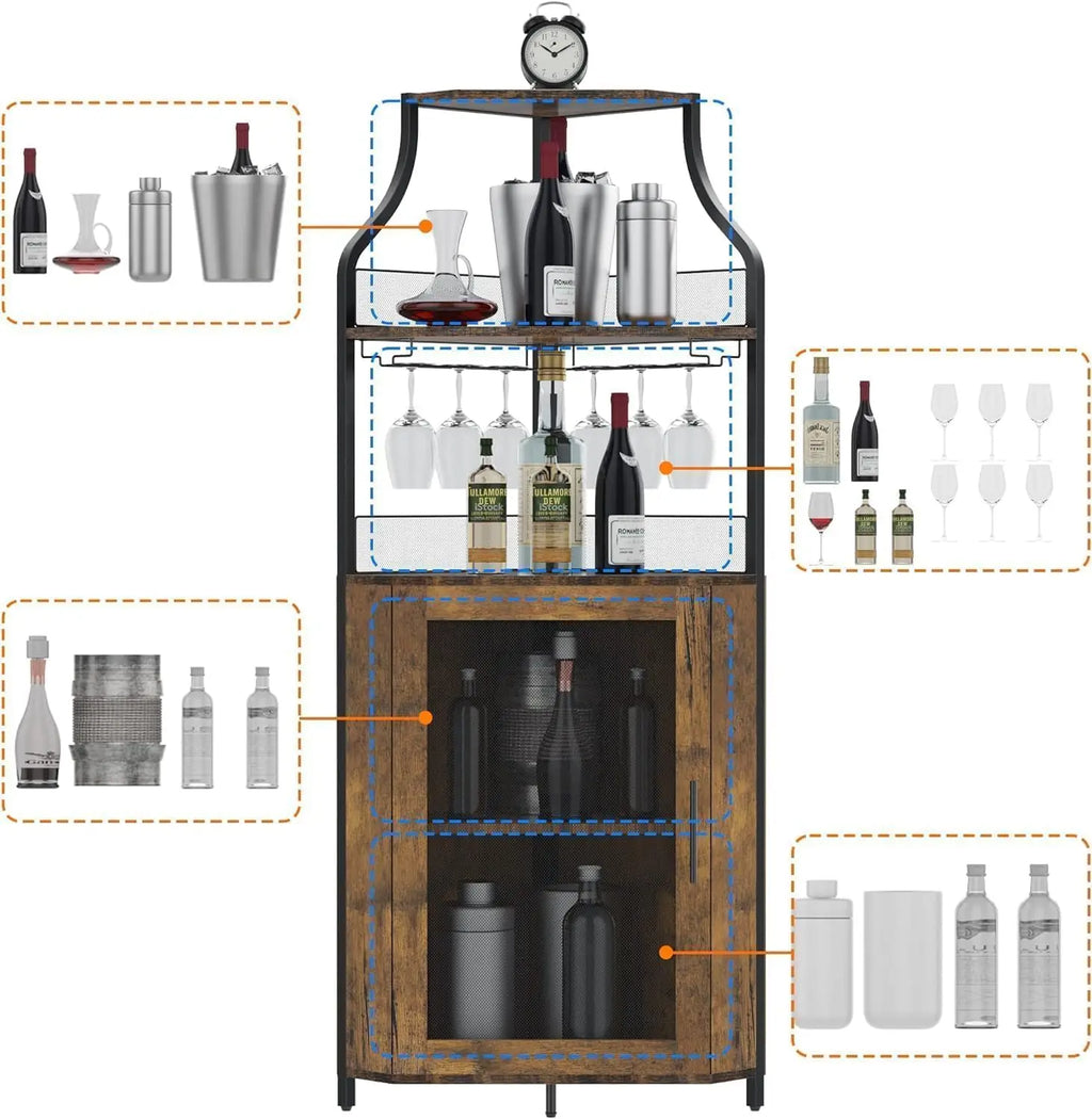 Corner Wine Rack W/Glass Holder