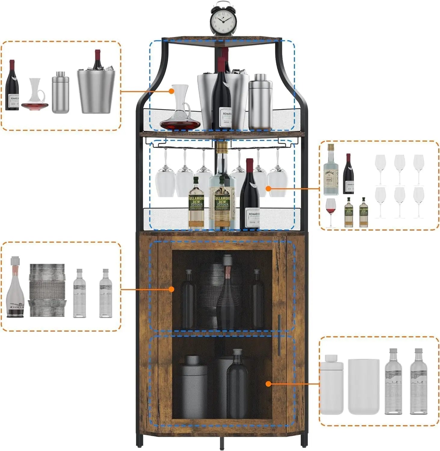 Corner Wine Rack W/Glass Holder