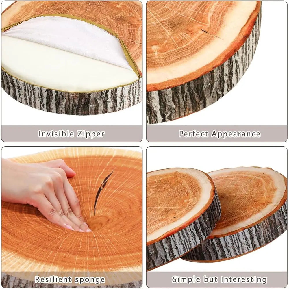 6 Round Pillow Wood Decorative