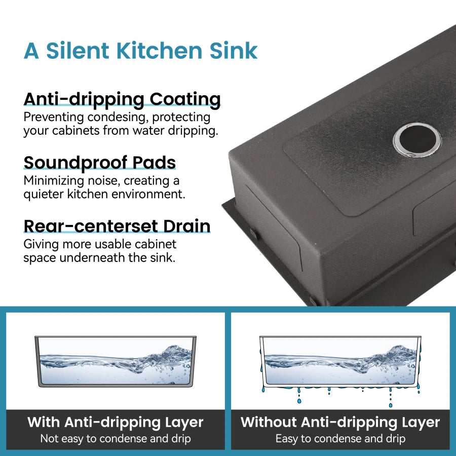 Stainless Steel Sink 33″x22″ Single Bowl Overmount