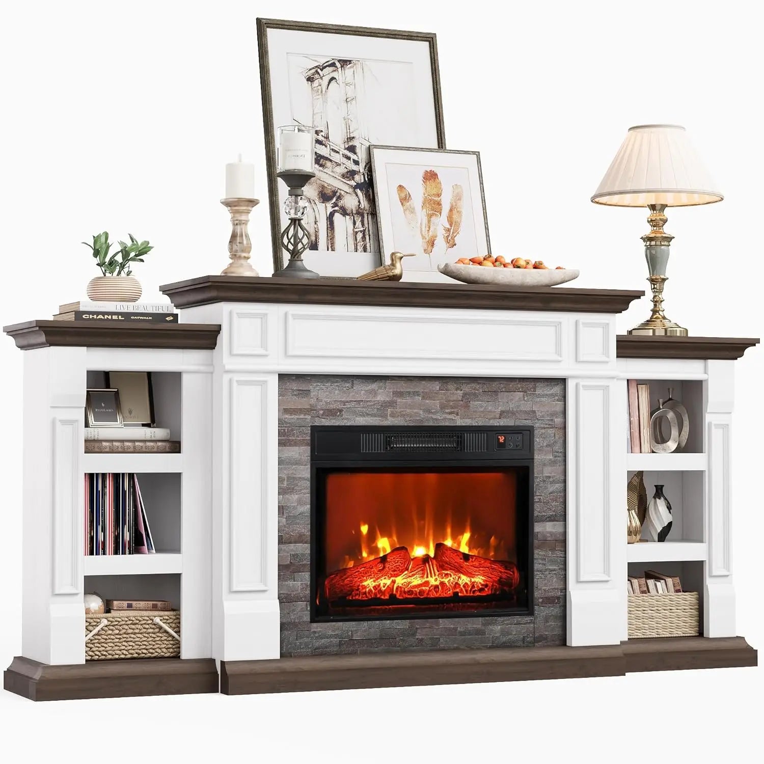 72" Electric Fireplace Mantel/Cabinet