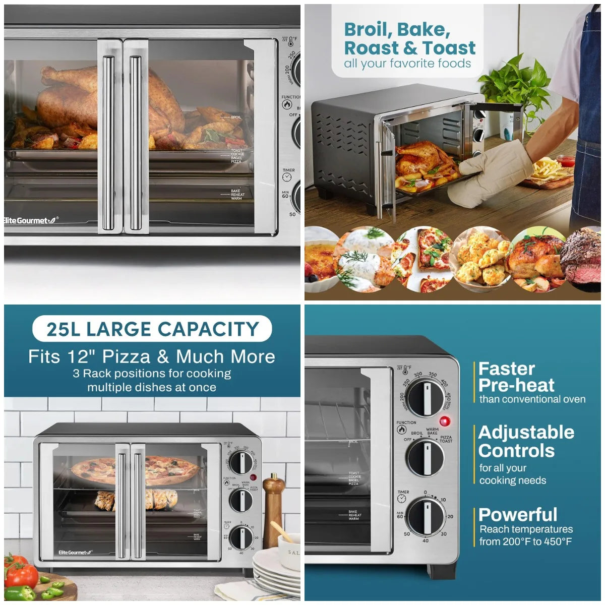 Double French Door Countertop Toaster Oven