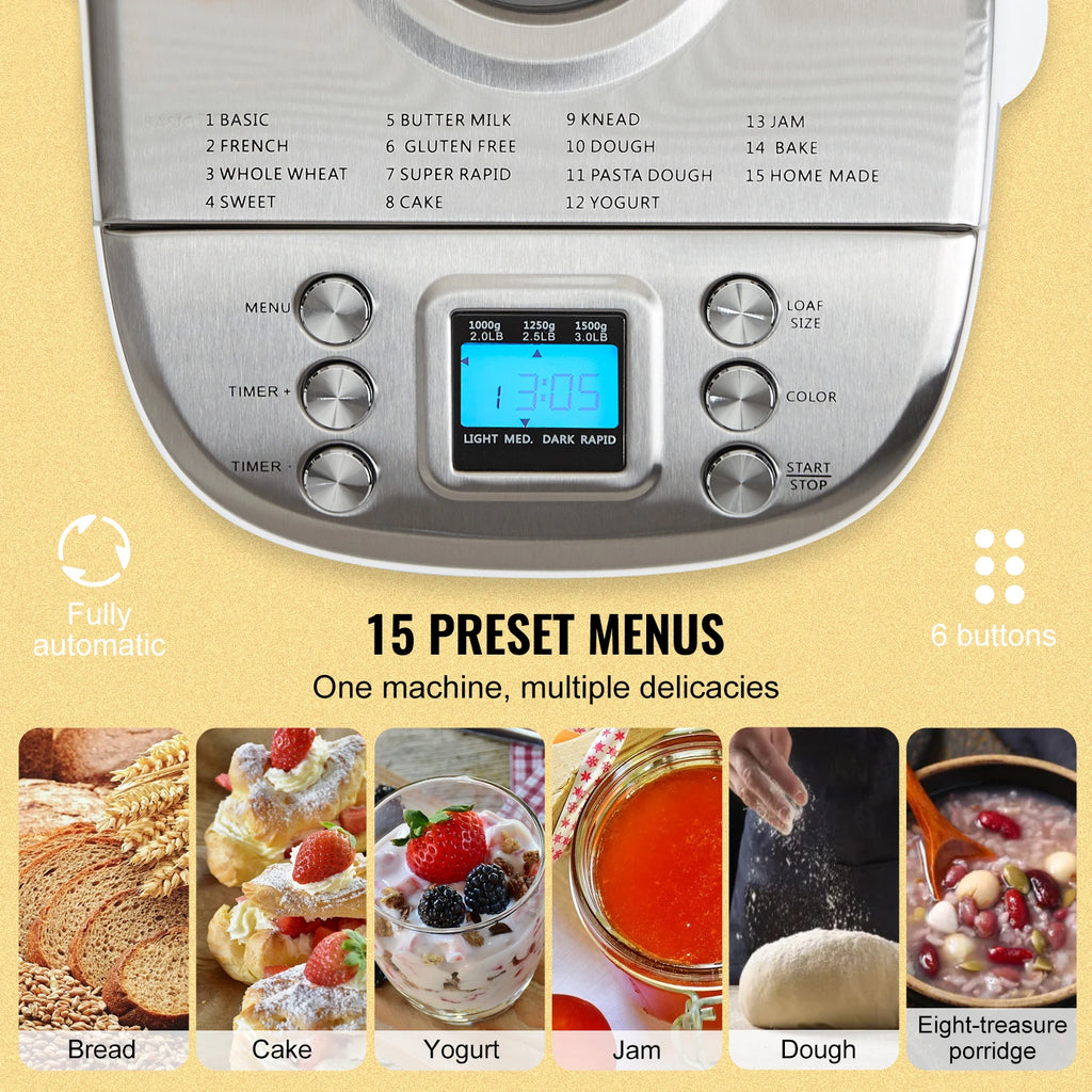 2/3 LB Bread Maker 15-in-1 Dough Machine