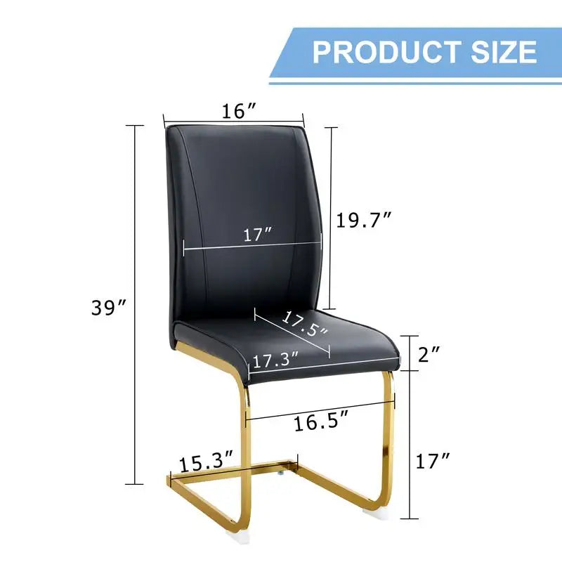 6 Black PU Leather Gold Metal Legs
