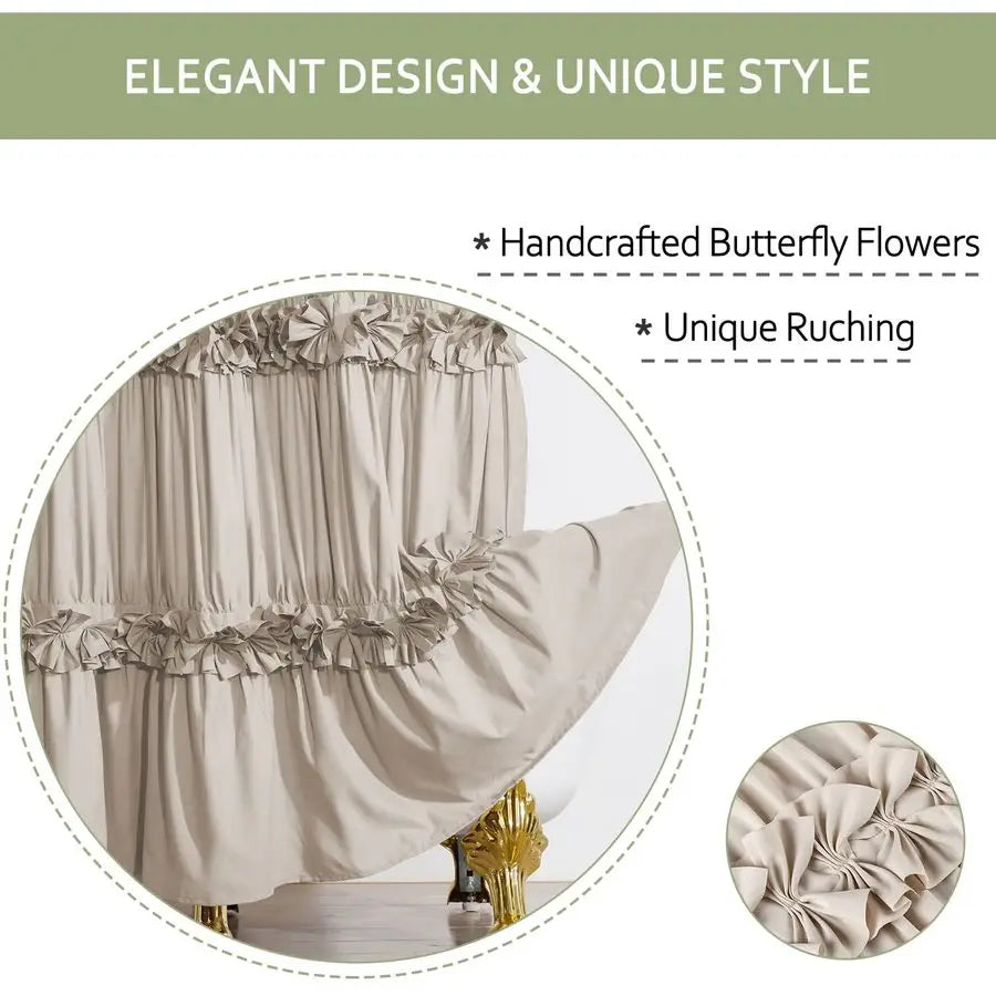 Camel Ruffle Shower Curtain Vintage