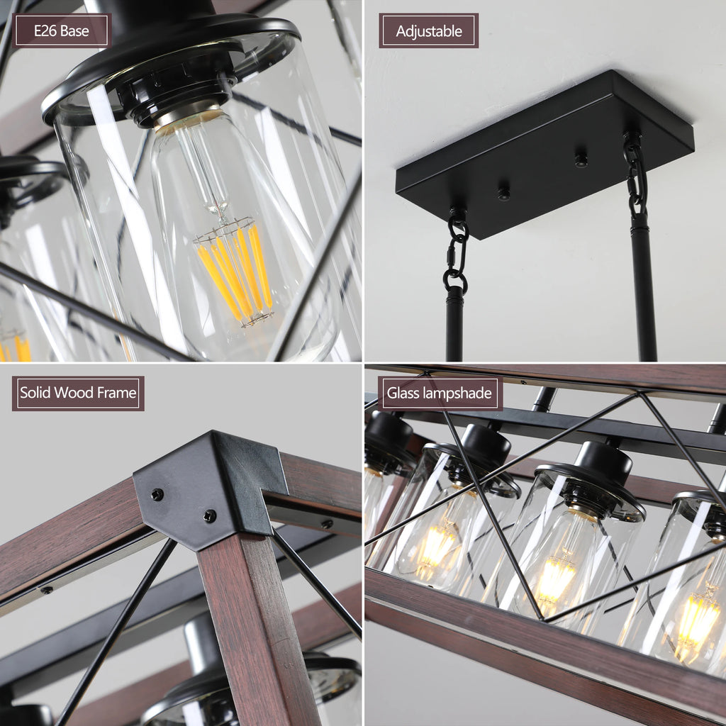 31“ Industrial Farmhouse Wood & Iron Pendant
