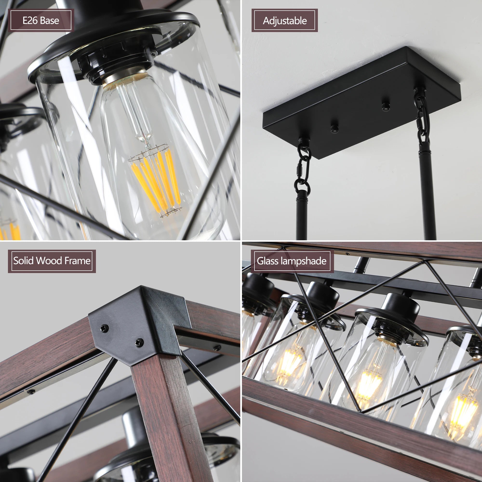 31“ Industrial Farmhouse Wood & Iron Pendant