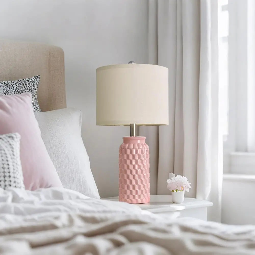 2 Modern Farmhouse Pink Lamps
