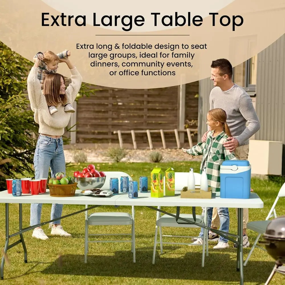 Durable 8-Seat Folding w/Handle & Steel Legs