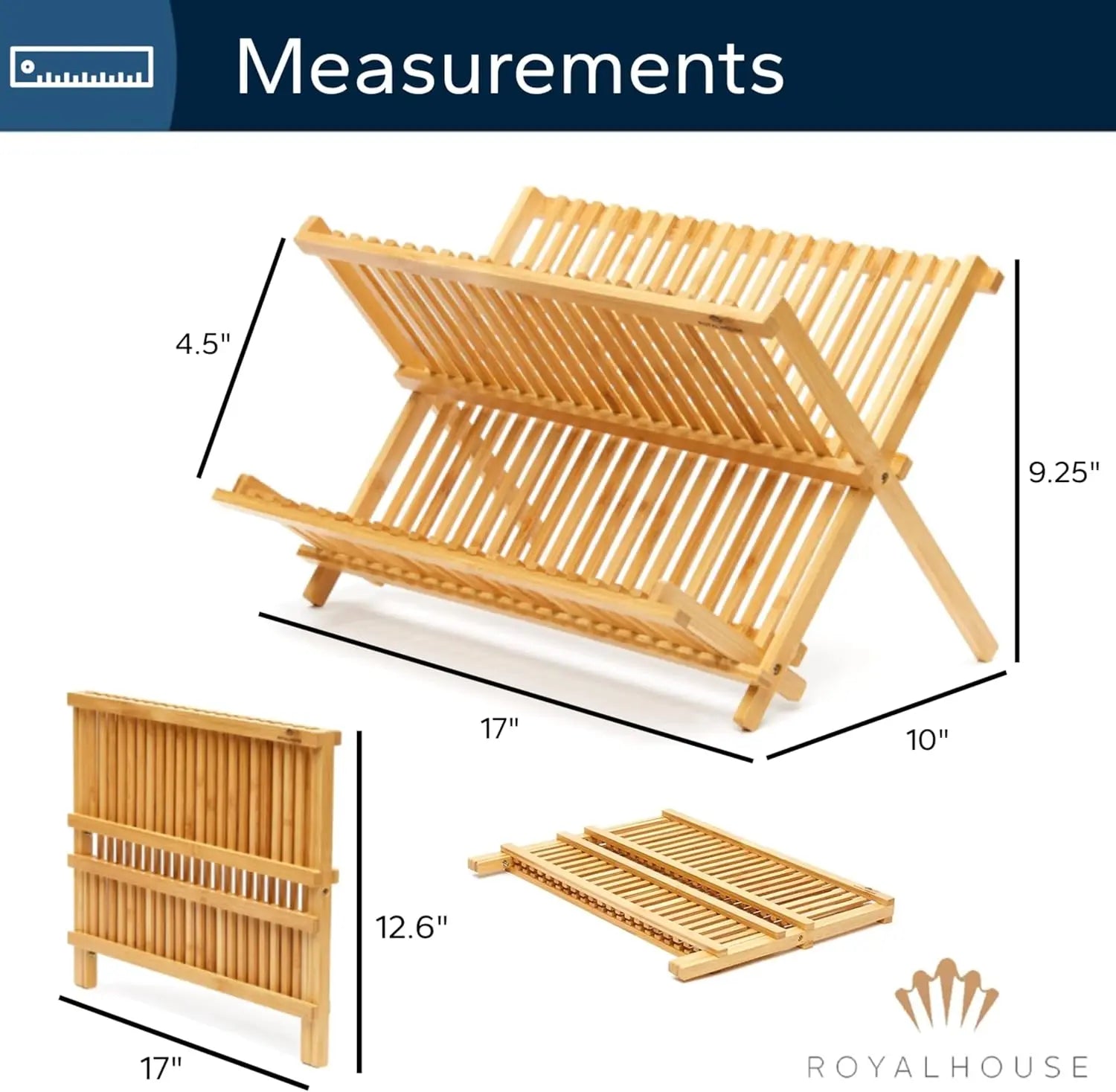 Bamboo Dish Rack Collapsible Foldable