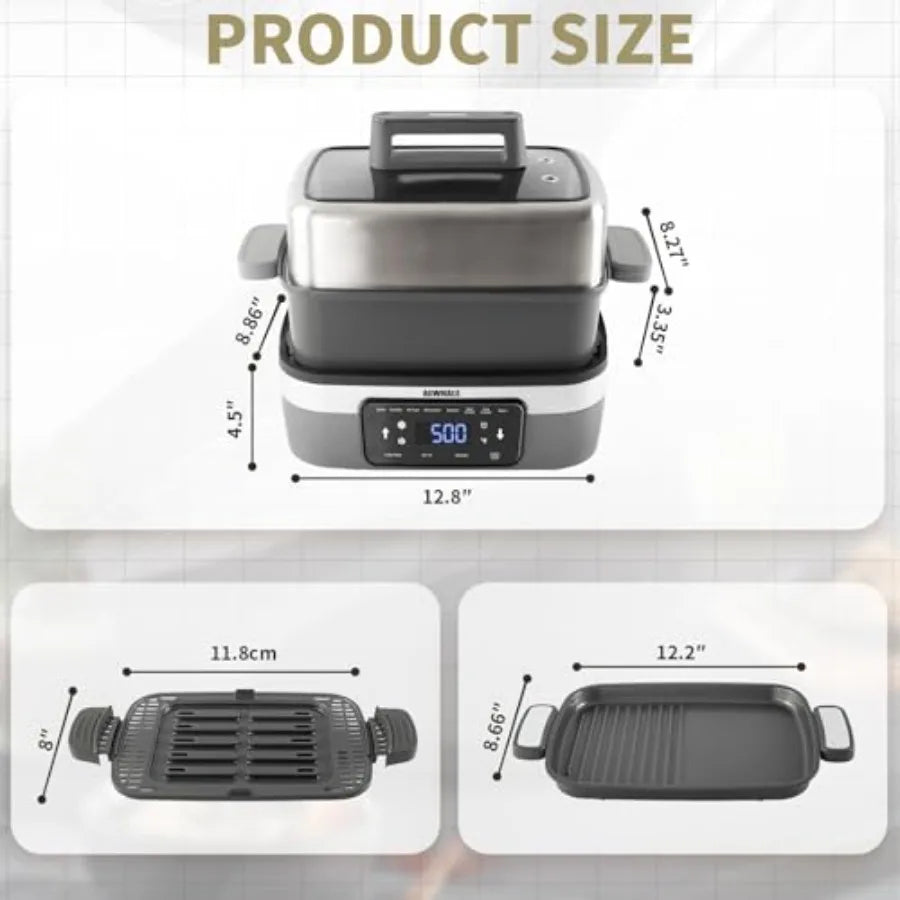 8-in-1 Digital Multifunctional Electric Skillet W/Lid