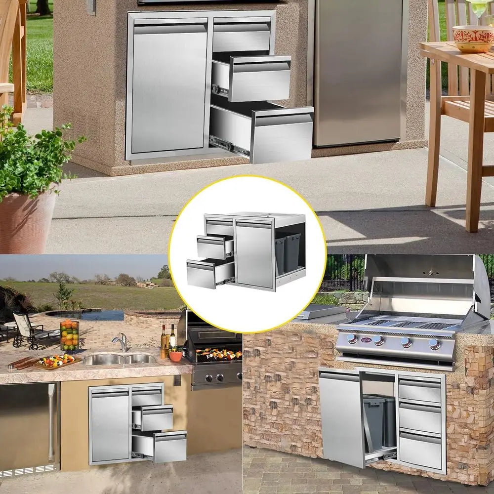 Indoor/Outdoor Cabinet Combo Trash Storage 28WX22HX19.5D"