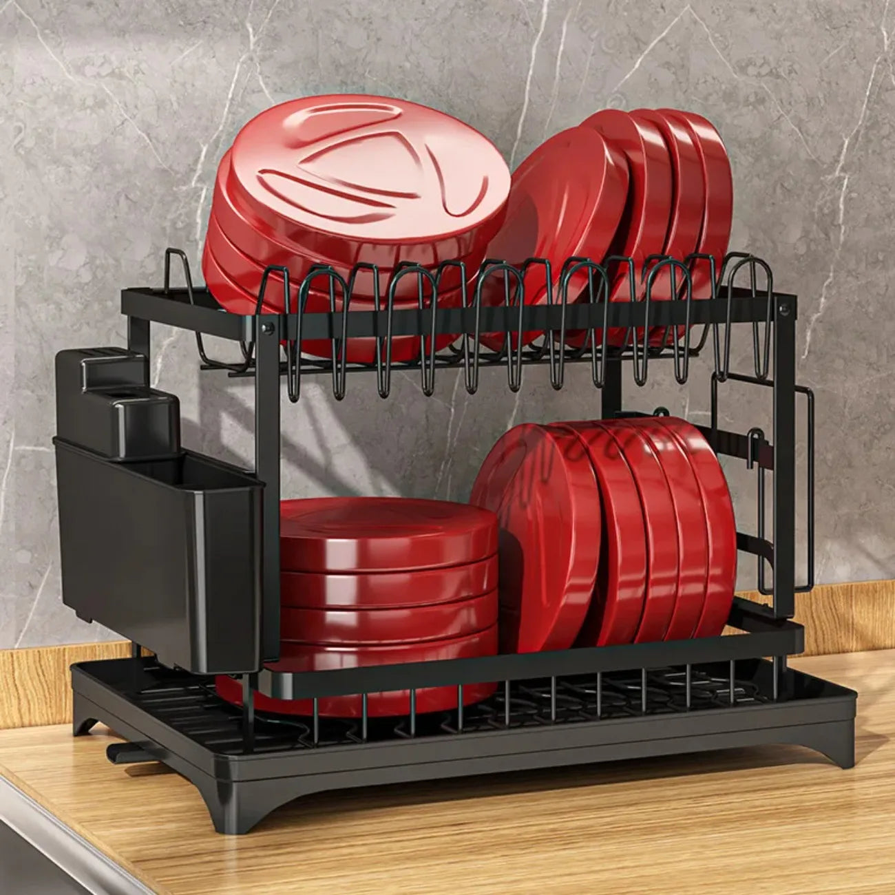 2-Tier Rotating Dish Rack – 360° Swivel