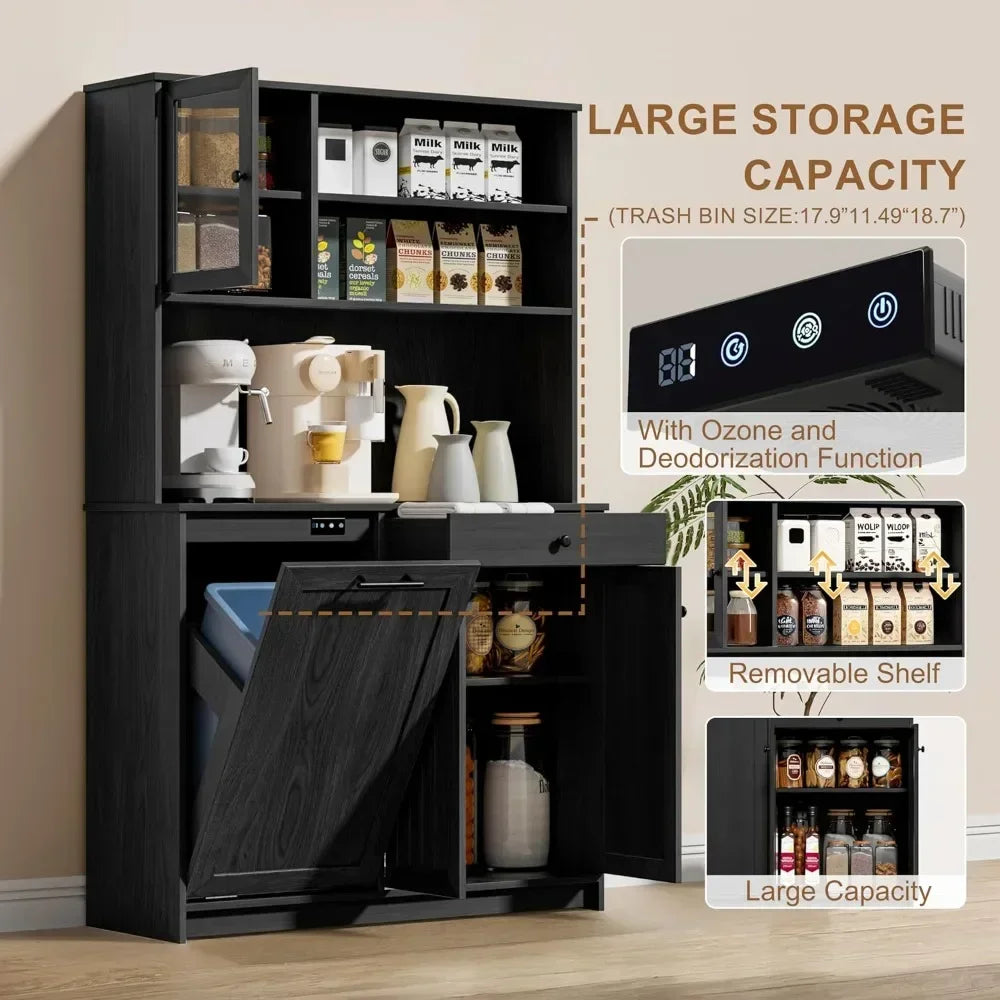 Kitchen Trash Cabinet, MW Shelf, Drawer